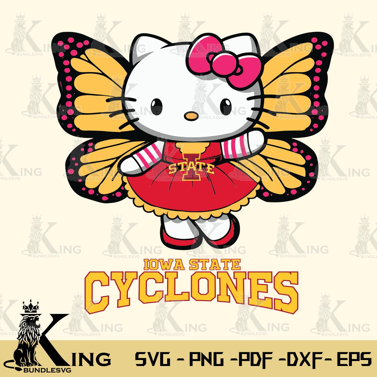 Iowa State Cyclones Whimsical Kitty Wings Svg Eps Dxf Png File, Digital Download