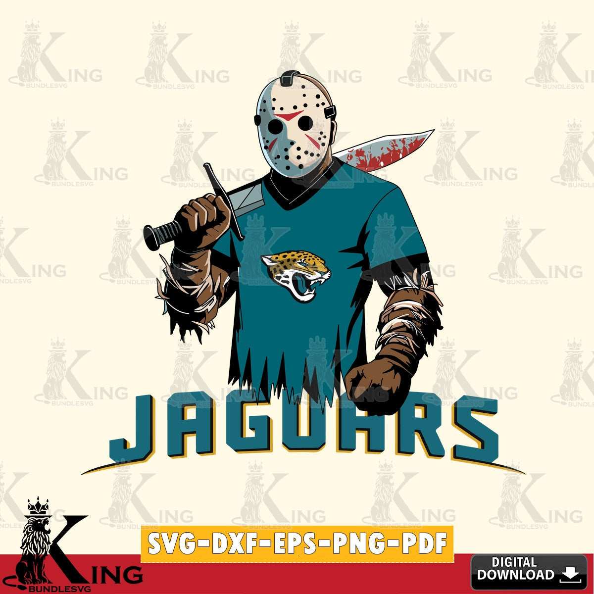 Stylish representation of Jacksonville Jaguars Jason Voorhees football, cut file ideal for vinyl projects and T-shirt printing