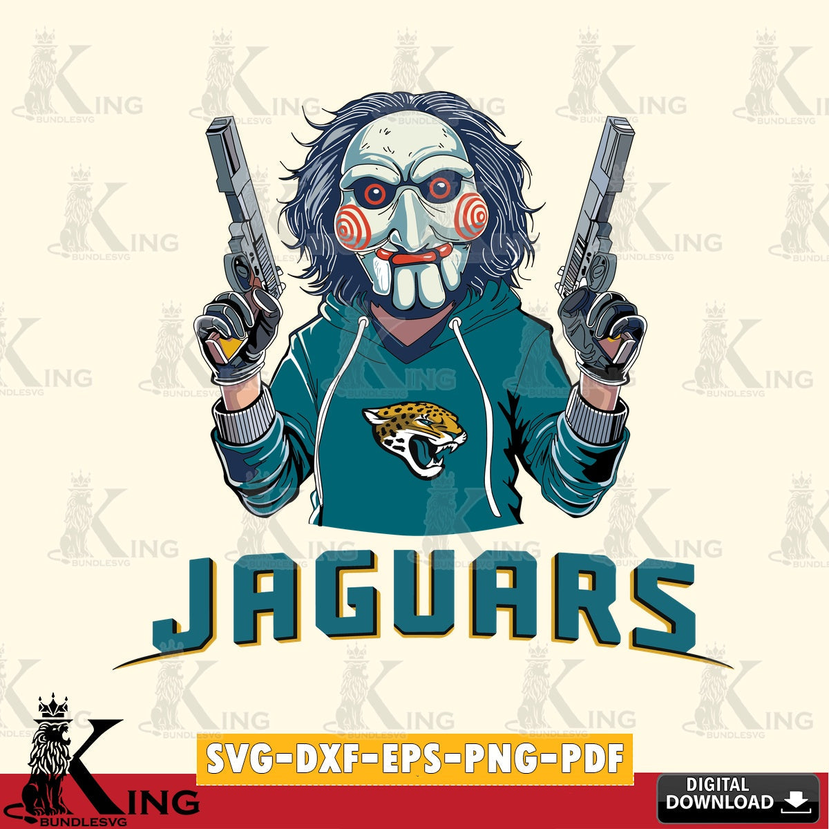 Beautiful illustration of a Jacksonville Jaguars Jigsaw Billy Football SVG cut file for personalized gifts and laser projects