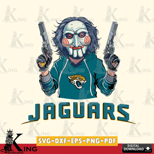 Beautiful illustration of a Jacksonville Jaguars Jigsaw Billy Football SVG cut file for personalized gifts and laser projects