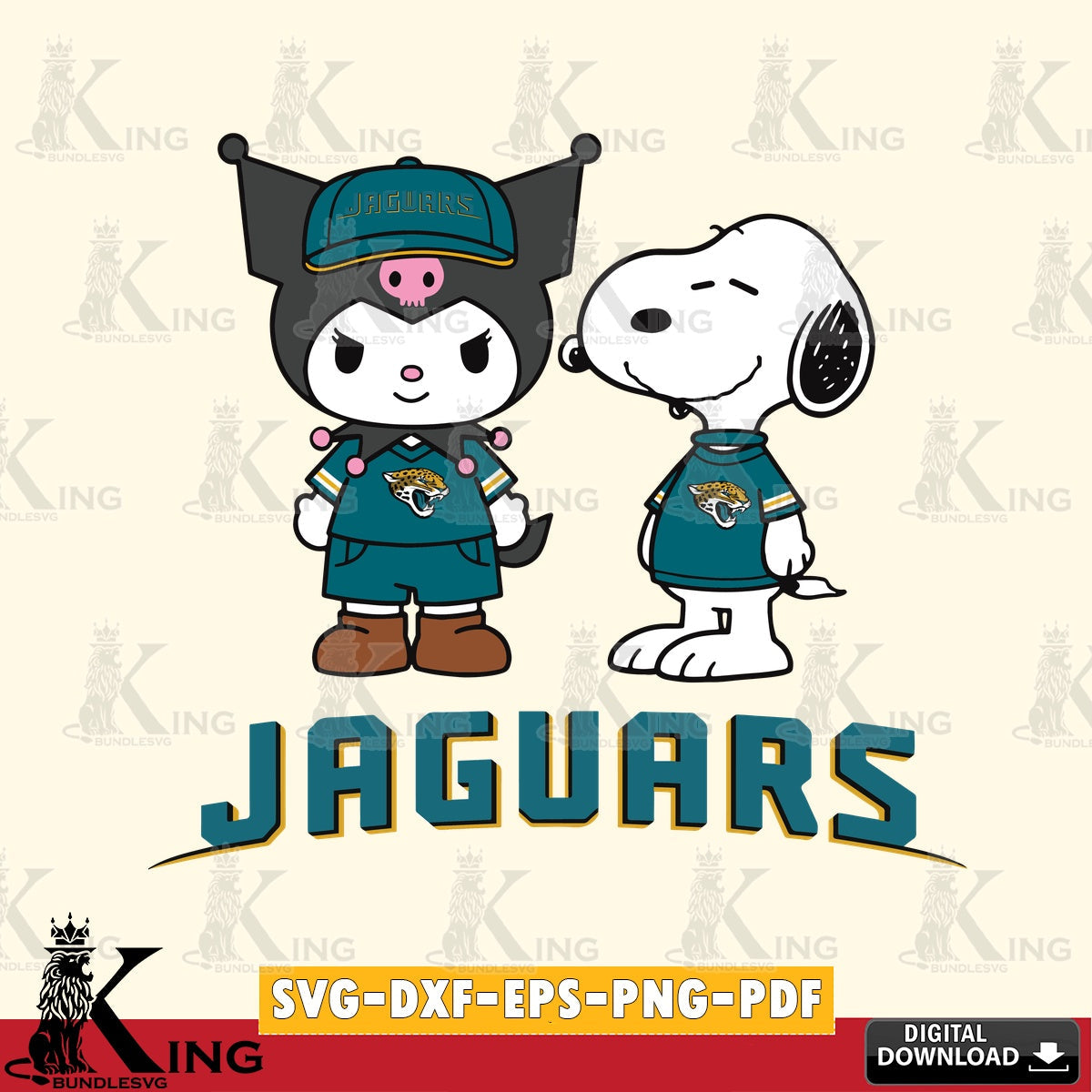 Jacksonville Jaguars Kuromi Snoopy Football SVG file, Cricut, Cut file  , Digital Download , Instant Download, Sanrio svg, Clipart