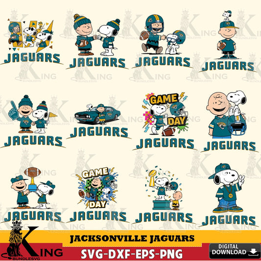 Jacksonville Jaguars Peanuts Play Football NFL Bundle Cricut file , Cut file  , Digital Download , PDF File , Instant Download