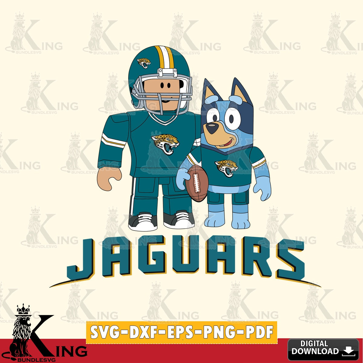 Jacksonville Jaguars Roblox & Bluey Football SVG file , Cricut, NFL  File cut , Digital Download , PDF File