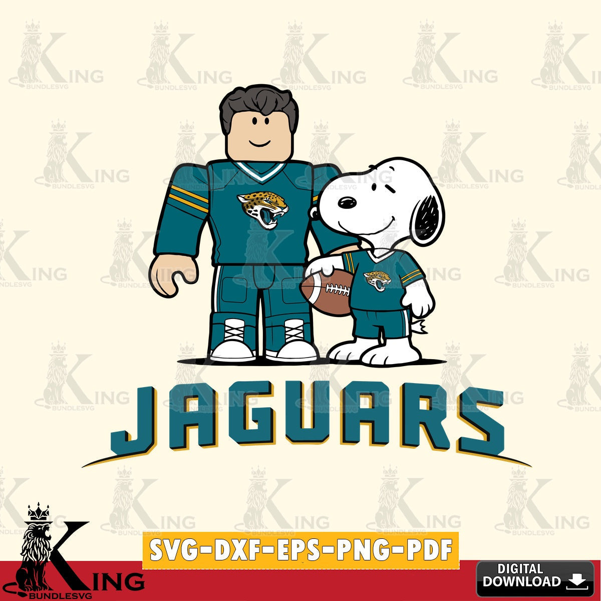Jacksonville Jaguars Roblox & Snoopy Football SVG file , Cricut, NFL  File cut , Digital Download , PDF File