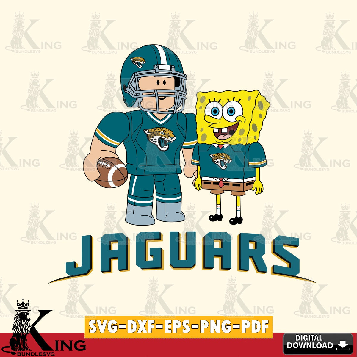 Jacksonville Jaguars Roblox & Spongebob Football SVG file , Cricut, NFL  File cut , Digital Download , PDF File