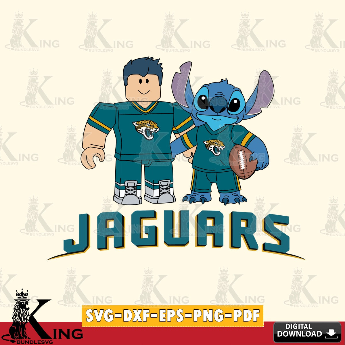 Jacksonville Jaguars Roblox & Stitch Football SVG file , Cricut, NFL  File cut , Digital Download , PDF File