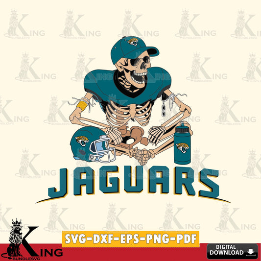 Creative design featuring a Jacksonville Jaguars skeleton player with a football, SVG PNG design suitable for Glowforge and laser