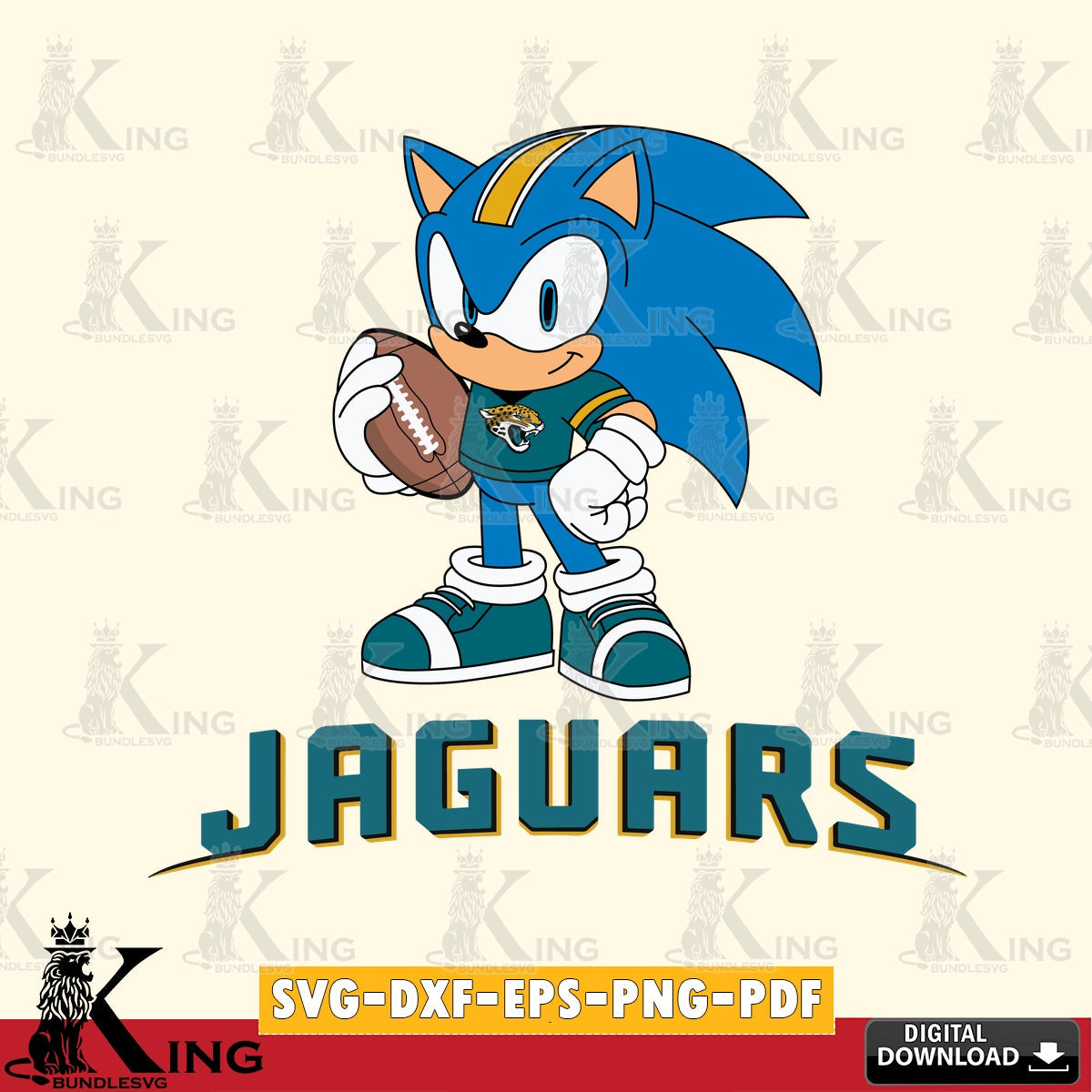 Printable art of Jacksonville Jaguars Sonic Game Day Ready, digital file for silhouette cameo and cricut projects