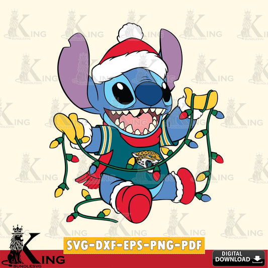Jacksonville Jaguars Stitch Christmas Lights SVG, NFL for Cricut, Silhouette, Digital Download , file cut