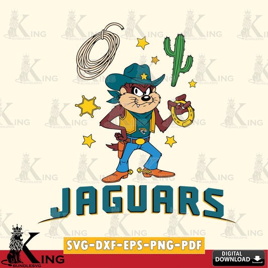 Jacksonville Jaguars Taz Cowboy Western Cut file  , Digital Download , Instant Download, Looney Tunes svg, Football svg