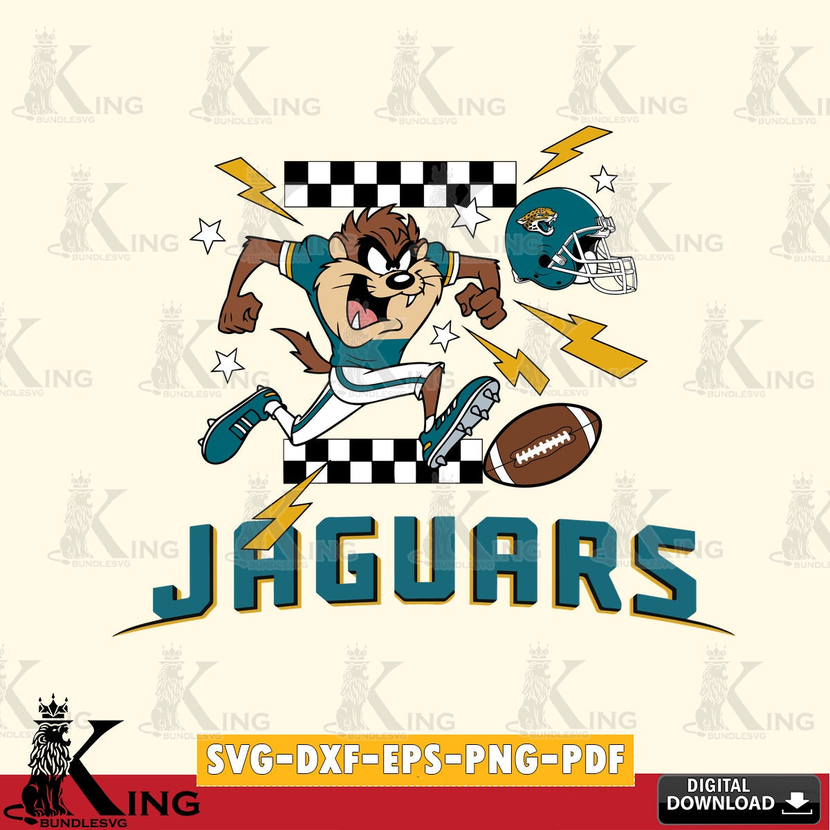 Jacksonville Jaguars Taz Football Lightning Cut file  , Digital Download , Instant Download, Looney Tunes svg, Football svg