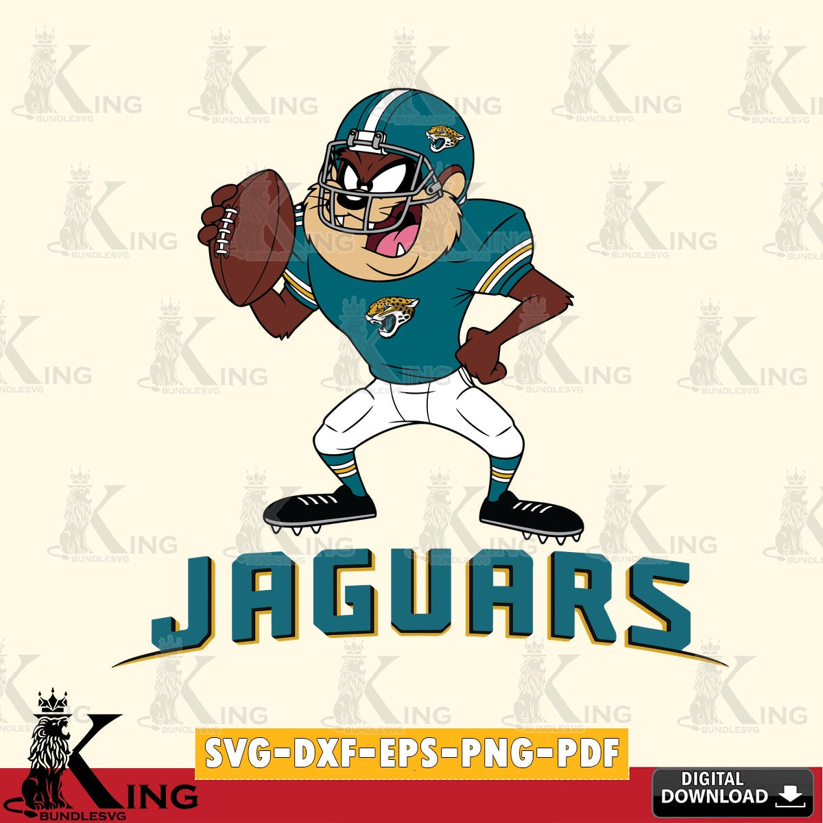 Jacksonville Jaguars Taz Football Player Cut file  , Digital Download , Instant Download, Looney Tunes svg, Football svg