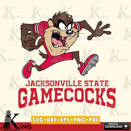 Jacksonville State Gamecocks Angry Taz Football SVG file, Cut file  , Digital Download , Instant Download, Taz svg, NCAA svg