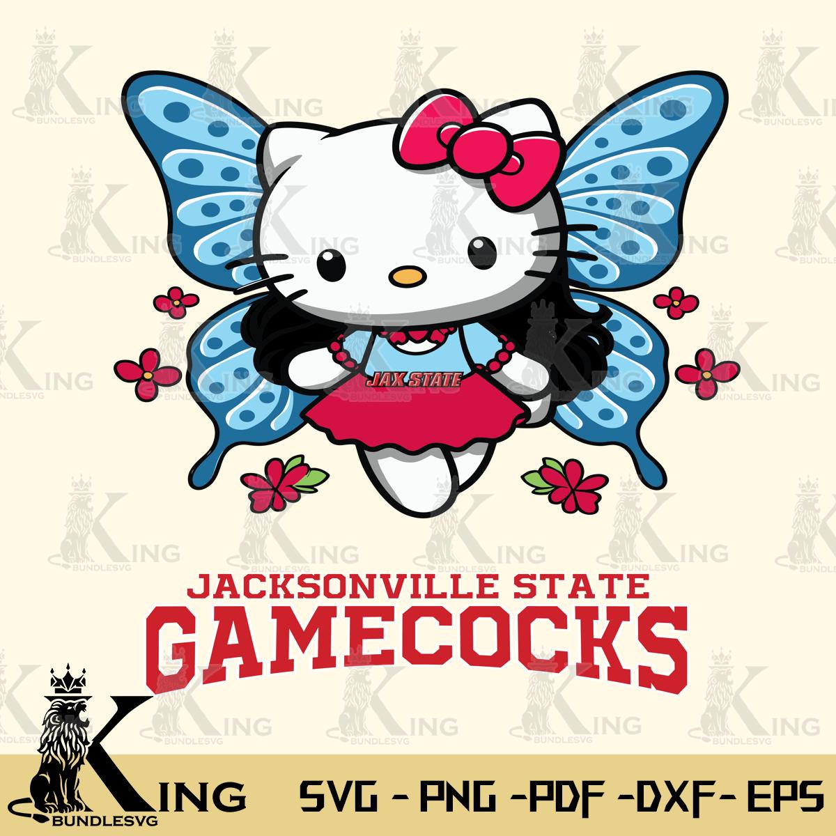 Jacksonville State Gamecocks Butterfly Kitty Charm Svg Eps Dxf Png File, Digital Download