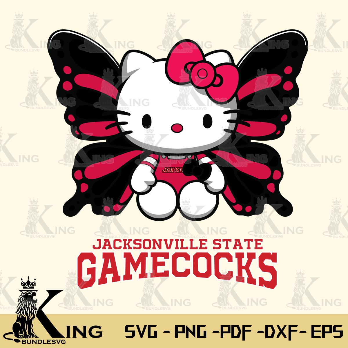 Jacksonville State Gamecocks Butterfly Kitty Delight Svg Eps Dxf Png File, Digital Download