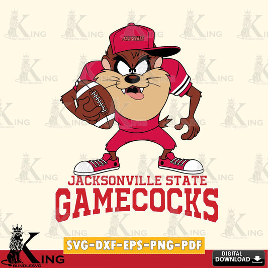 Jacksonville State Gamecocks Đồng phục bóng đá Taz SVG file, Cut file  , Digital Download , Instant Download, Taz svg, NCAA svg