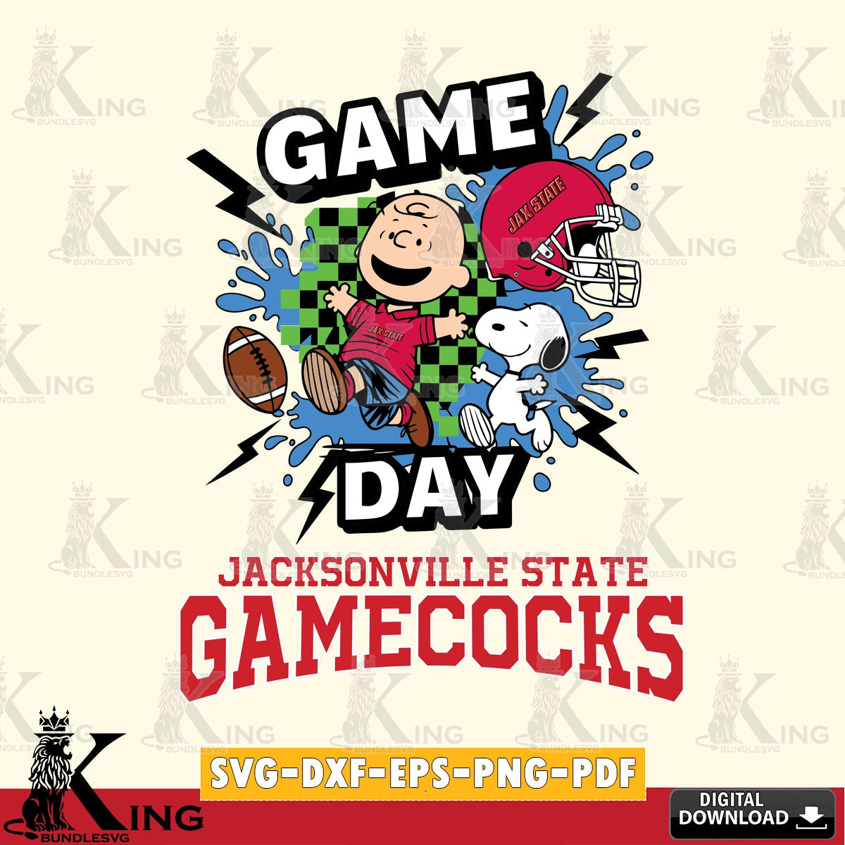 Jacksonville State Gamecocks Game Day Peanuts SVG, Cricut, Cut file  , Digital Download , Instant Download, Peanuts svg, NCAA svg, Football svg, Sport svg
