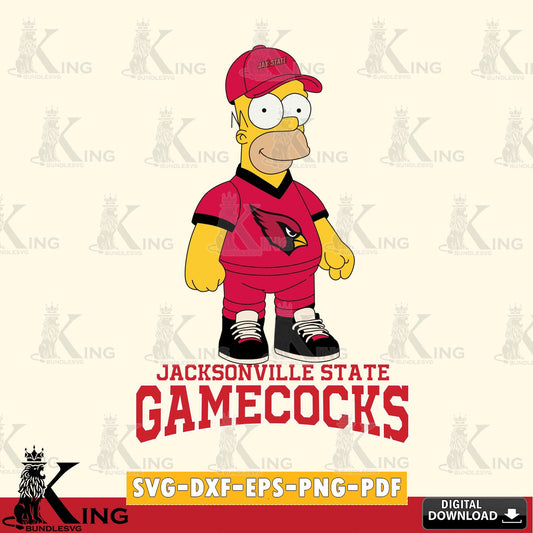 Eye-catching graphic of Jacksonville State Gamecocks Homer Simpson football, a high-quality vector for DIY scrapbooking and home