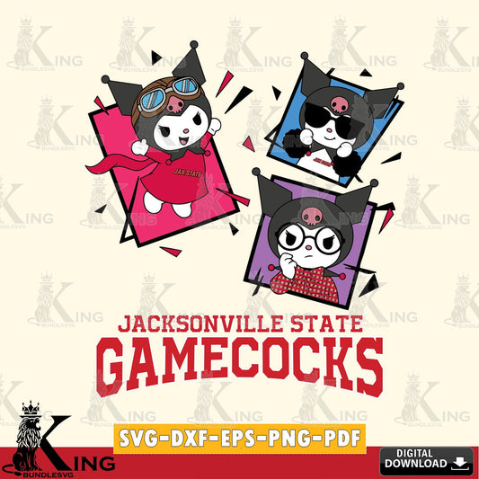 Jacksonville State Gamecocks Kuromi Action Football SVG file, Cricut, Cut file  , Digital Download , Instant Download, Sanrio svg, Clipart