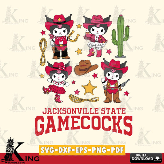 Jacksonville State Gamecocks Kuromi Cowboy Western SVG file, Cricut, Cut file  , Digital Download , Instant Download, Sanrio svg, Clipart