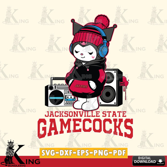 Jacksonville State Gamecocks Kuromi Football Music SVG file, Cricut, Cut file  , Digital Download , Instant Download, Sanrio svg, Clipart