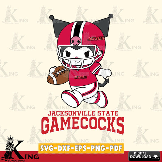 Jacksonville State Gamecocks Kuromi Football Run SVG file, Cricut, Cut file  , Digital Download , Instant Download, Sanrio svg, Clipart