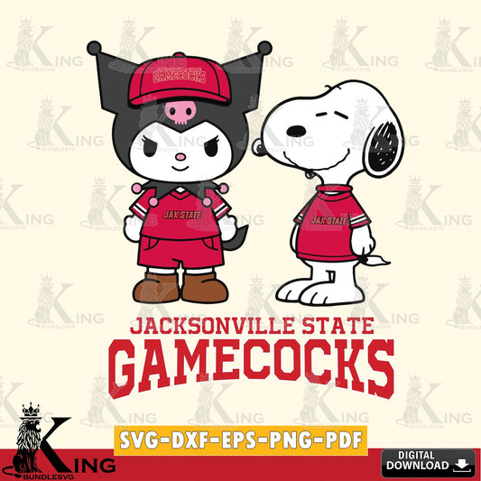Jacksonville State Gamecocks Kuromi Snoopy Football SVG file, Cricut, Cut file  , Digital Download , Instant Download, Sanrio svg, Clipart
