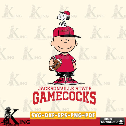 Jacksonville State Gamecocks Peanuts Football Rugby SVG, Cricut, Cut file  , Digital Download , Instant Download, Peanuts svg, NCAA svg, Football svg, Sport svg
