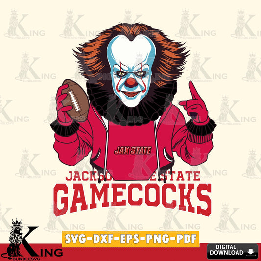Printable art of Jacksonville State Gamecocks Pennywise Player Football, NCAA, PNG clipart for sublimation printing and graphic