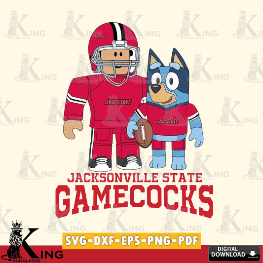 Jacksonville State Gamecocks Roblox & Bluey Football SVG file , NCAA Cricut,  File cut , Digital Download , PDF File