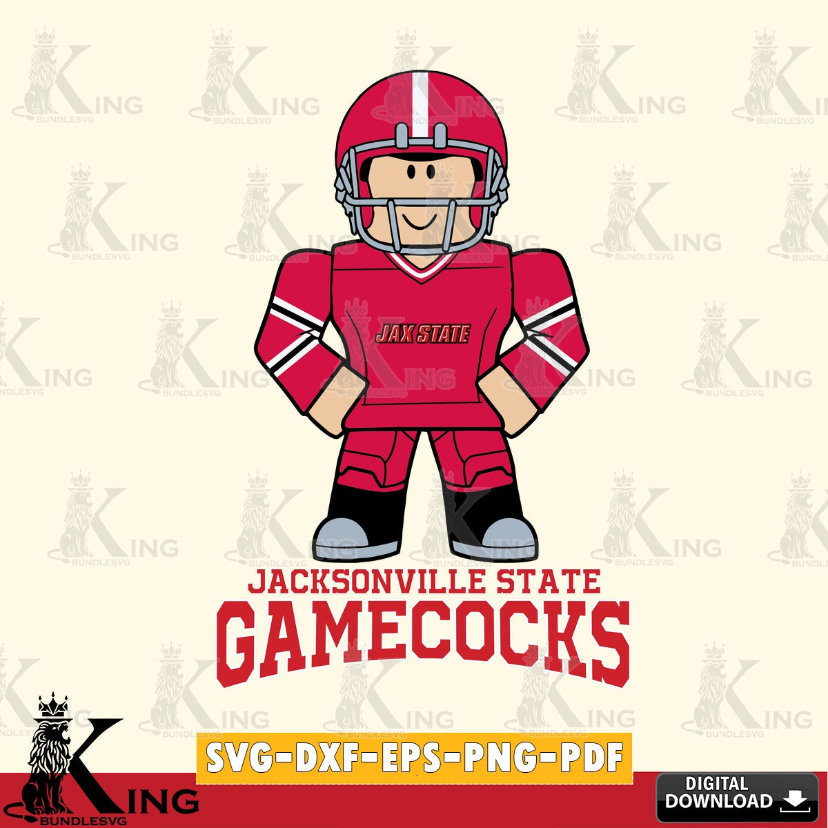 Jacksonville State Gamecocks Roblox Cool Football SVG file , NCAA Cricut,  File cut , Digital Download , PDF File
