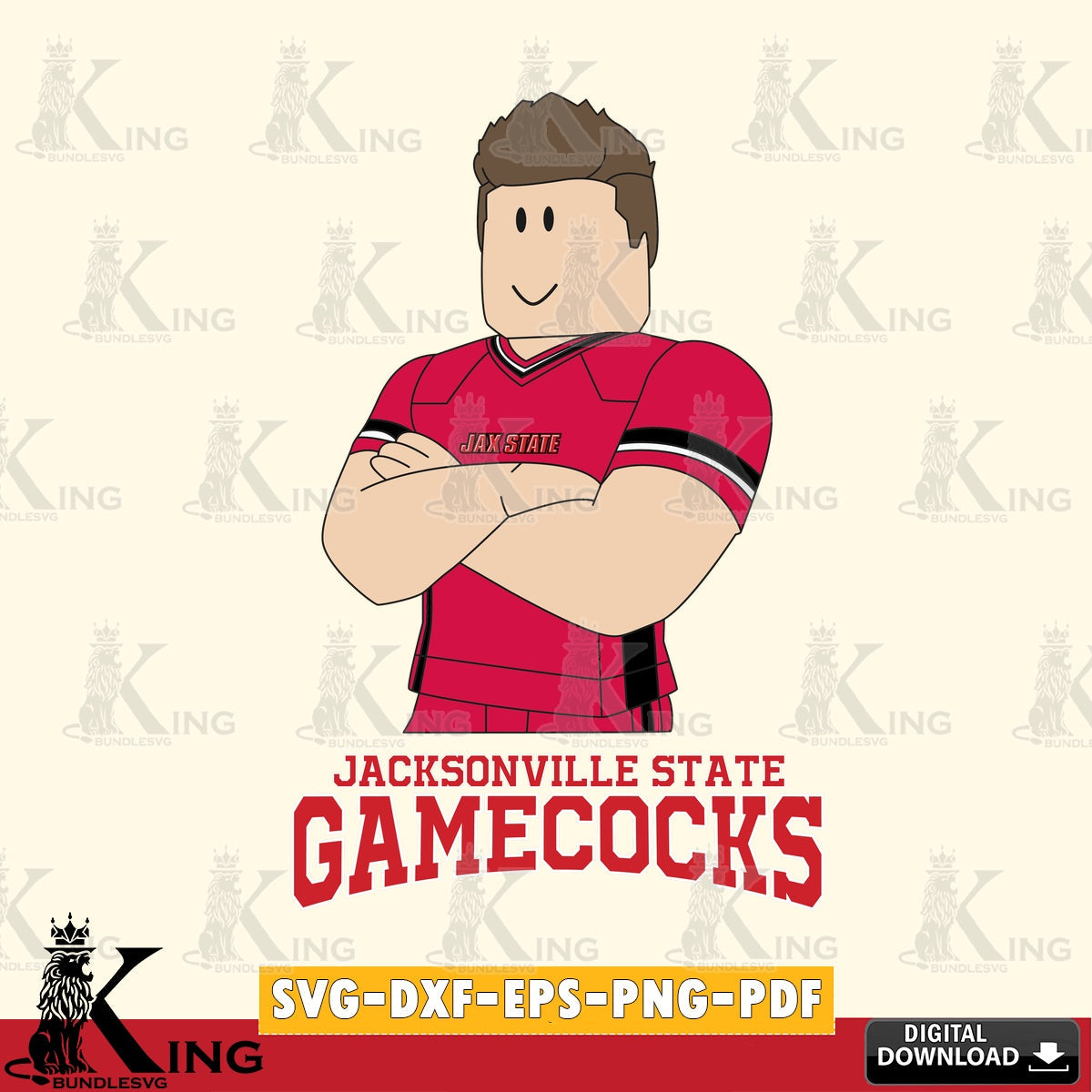 Jacksonville State Gamecocks Roblox Football SVG file , NCAA Cricut,  File cut , Digital Download , PDF File