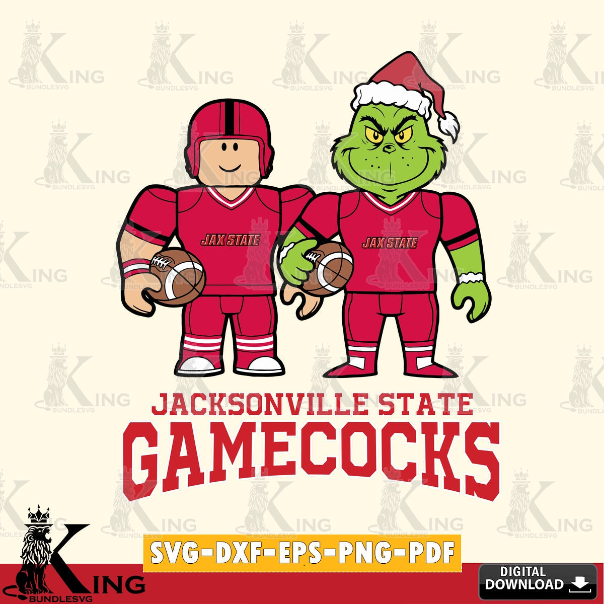 Jacksonville State Gamecocks Roblox & Grinch Football SVG file , NCAA Cricut,  File cut , Digital Download , PDF File