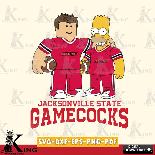 Jacksonville State Gamecocks Roblox & Homer Simpson Football SVG file , NCAA Cricut,  File cut , Digital Download , PDF File