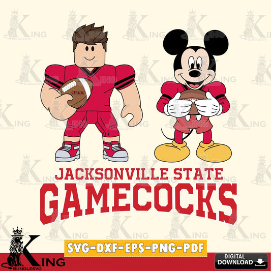 Jacksonville State Gamecocks Roblox & Mickey Football SVG file , NCAA Cricut,  File cut , Digital Download , PDF File