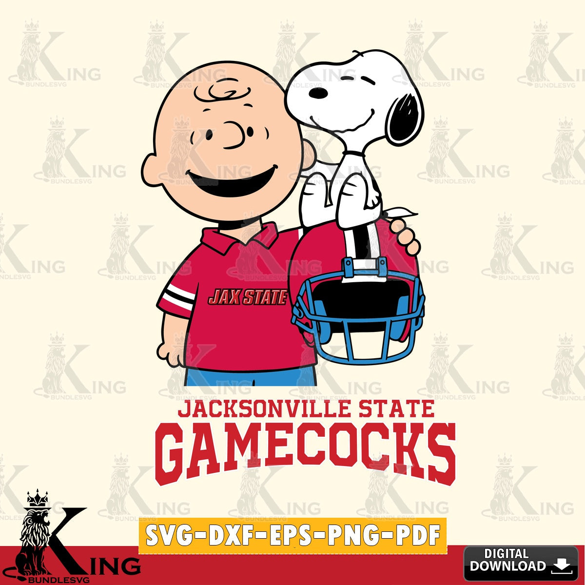 Jacksonville State Gamecocks Snoopy On Helmet SVG, Cricut, Cut file  , Digital Download , Instant Download, Peanuts svg, NCAA svg, Football svg, Sport svg