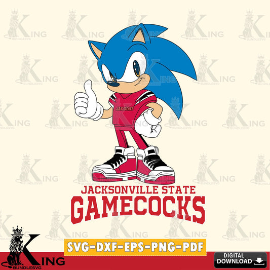 Jacksonville State Gamecocks Sonic Like Football SVG file, Vector , Digital Download , PDF File , Instant Download