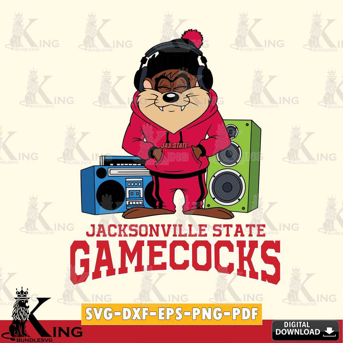 Jacksonville State Gamecocks Taz Hip Hop SVG file, Cut file  , Digital Download , Instant Download, Taz svg, NCAA svg