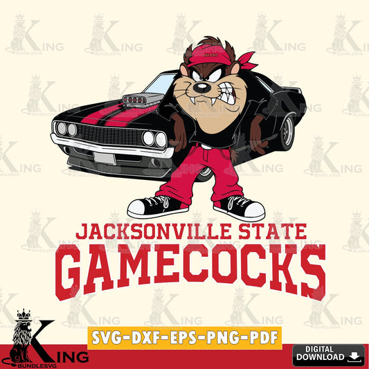 Jacksonville State Gamecocks Taz Racing Car SVG file, Cut file  , Digital Download , Instant Download, Taz svg, NCAA svg