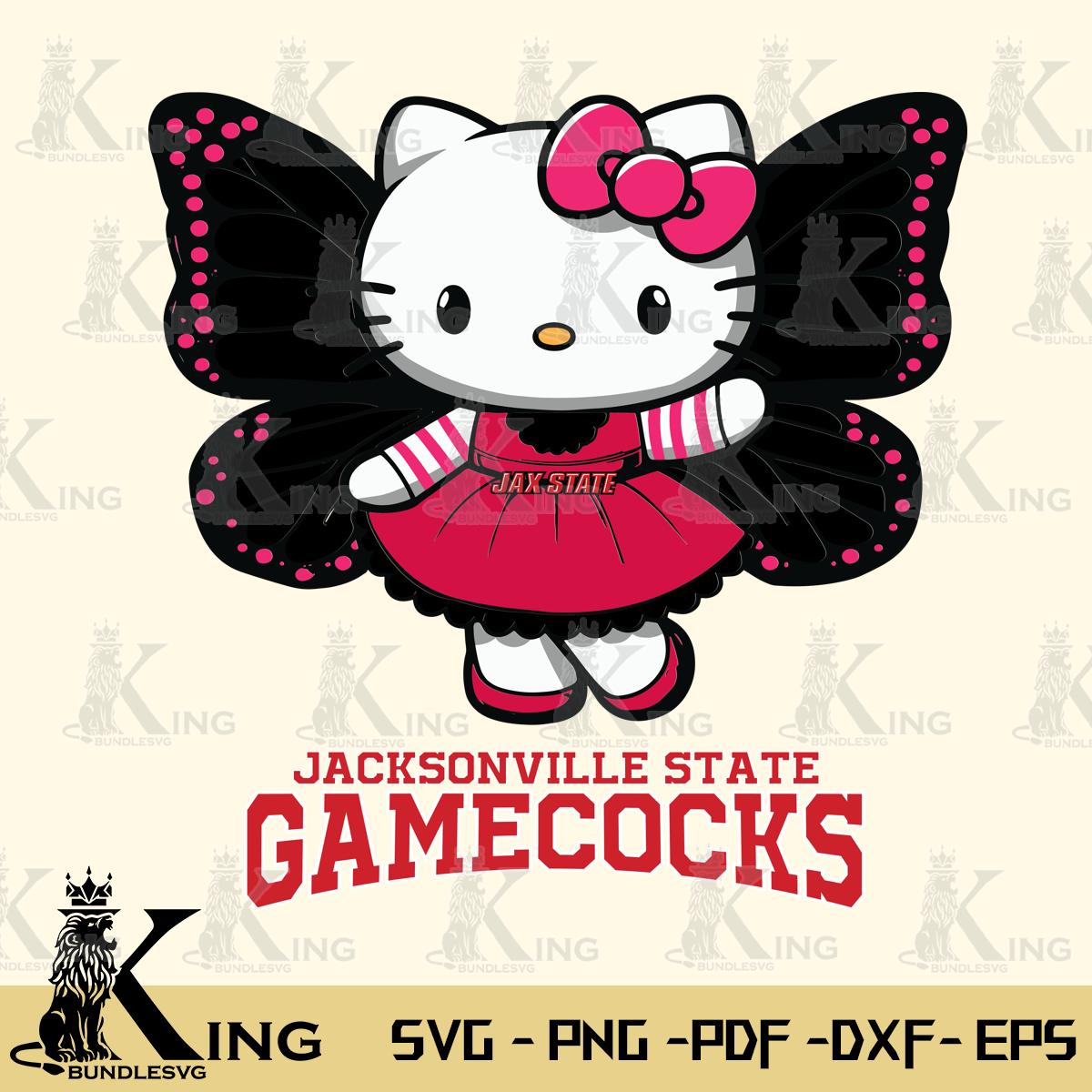 Jacksonville State Gamecocks Whimsical Kitty Wings Svg Eps Dxf Png File, Digital Download