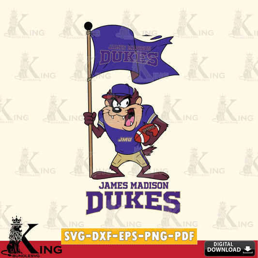 James Madison Dukes Football Taz Flag Art SVG file, Cut file  , Digital Download , Instant Download, Taz svg, NCAA svg