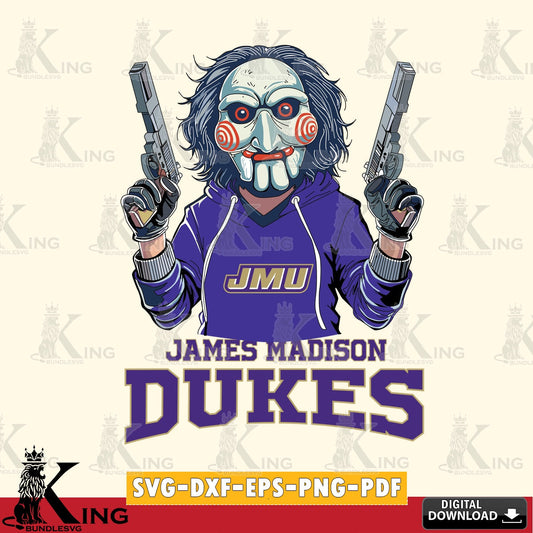 Beautiful illustration of a James Madison Dukes Jigsaw Billy Football NCAA cut file, SVG cut file for personalized gifts and
