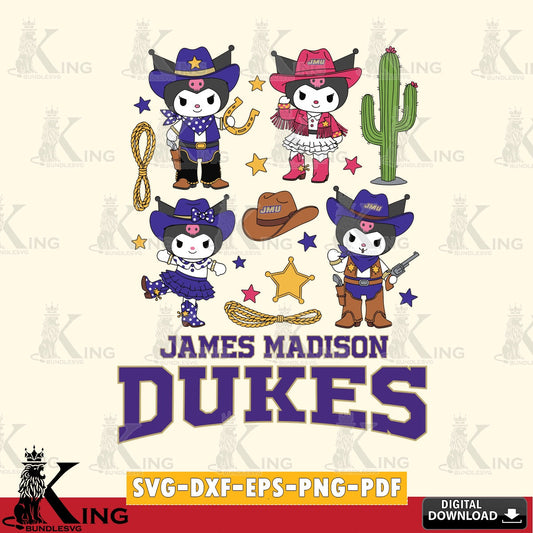 James Madison Dukes Kuromi Cowboy Western SVG file, Cricut, Cut file  , Digital Download , Instant Download, Sanrio svg, Clipart