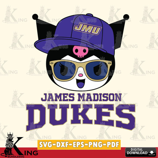 James Madison Dukes Kuromi Football Cool SVG file, Cricut, Cut file  , Digital Download , Instant Download, Sanrio svg, Clipart