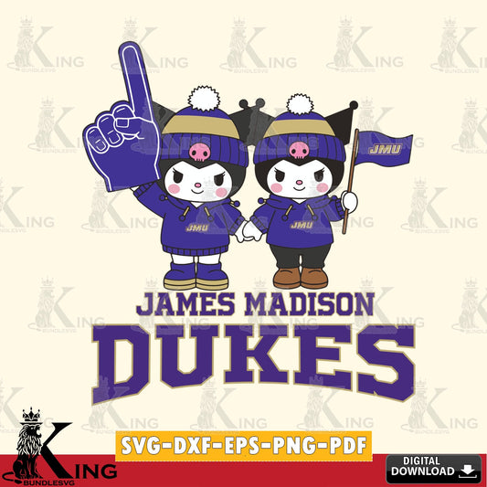 James Madison Dukes Kuromi rugby Fan SVG file, Cricut, Cut file  , Digital Download , Instant Download, Sanrio svg, Clipart