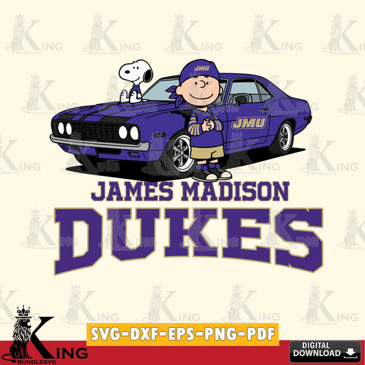 James Madison Dukes Peanuts Muscle Car SVG, Cricut, Cut file  , Digital Download , Instant Download, Peanuts svg, NCAA svg, Football svg, Sport svg