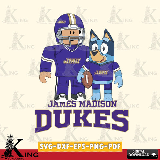 James Madison Dukes Roblox & Bluey Football SVG file , NCAA Cricut,  File cut , Digital Download , PDF File