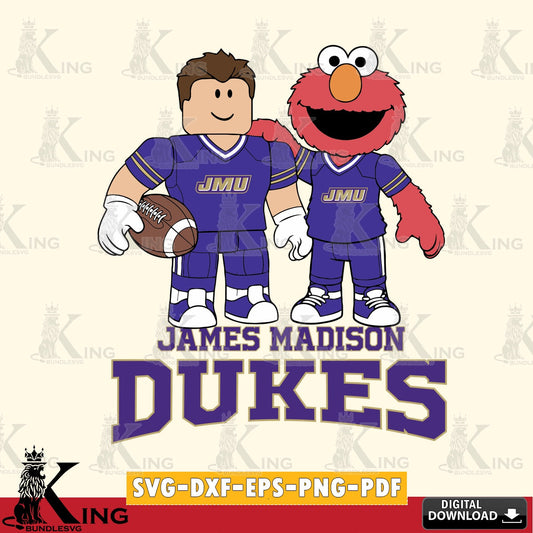 James Madison Dukes Roblox & Elmo Football SVG file , NCAA Cricut,  File cut , Digital Download , PDF File