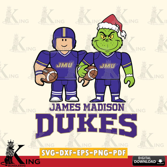 James Madison Dukes Roblox & Grinch Football SVG file , NCAA Cricut,  File cut , Digital Download , PDF File