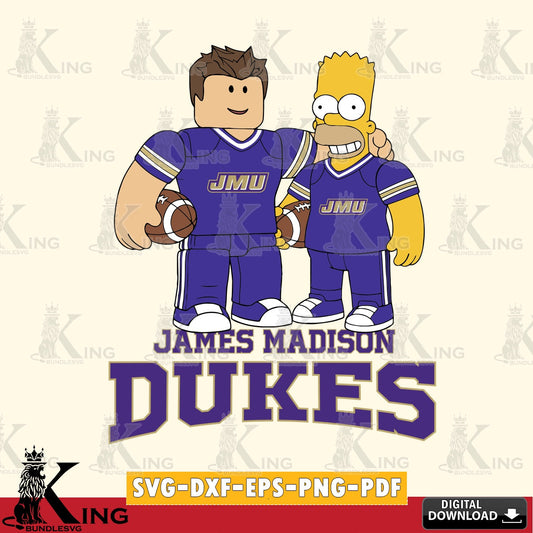 James Madison Dukes Roblox & Homer Simpson Football SVG file , NCAA Cricut,  File cut , Digital Download , PDF File